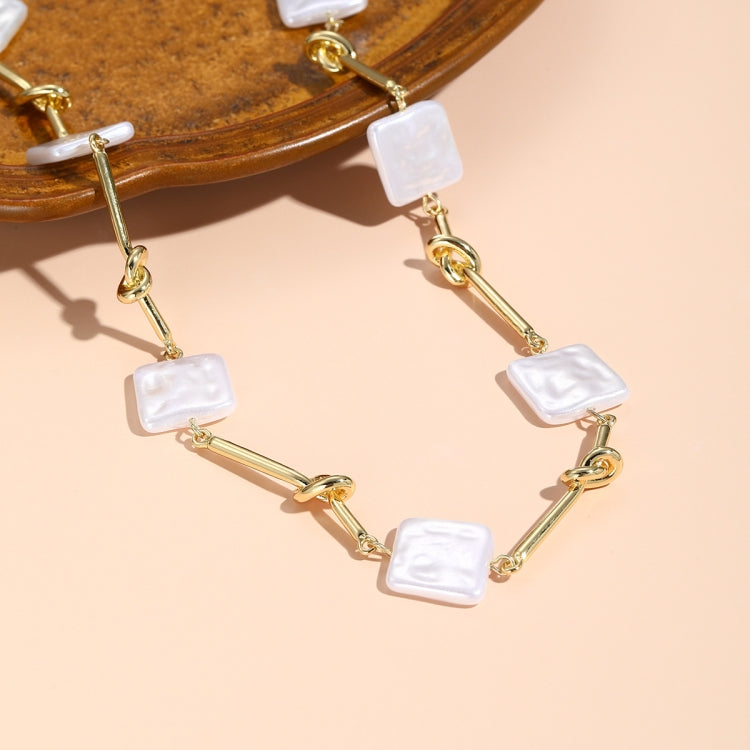 N2209-1 Twist Stick Square Pearl Ladies Temperament Necklace Collarbone Chain - Clothing & Beauty by PMC Jewellery | Online Shopping South Africa | PMC Jewellery