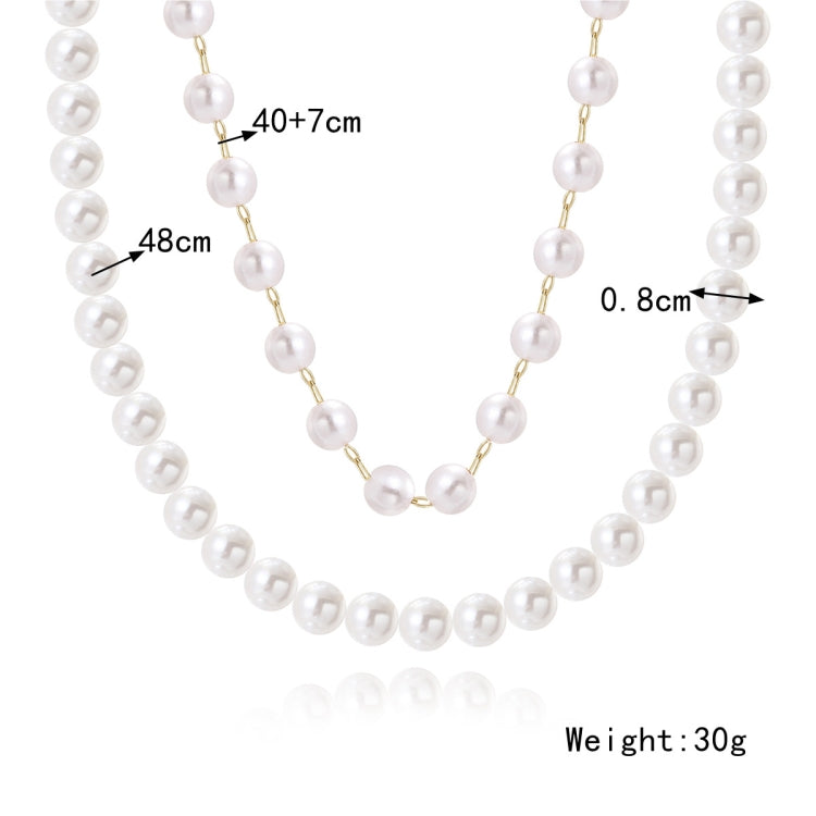 N2209-12 Double-layer Pearl Chain Ladies Temperament Necklace Collarbone Chain - Clothing & Beauty by PMC Jewellery | Online Shopping South Africa | PMC Jewellery