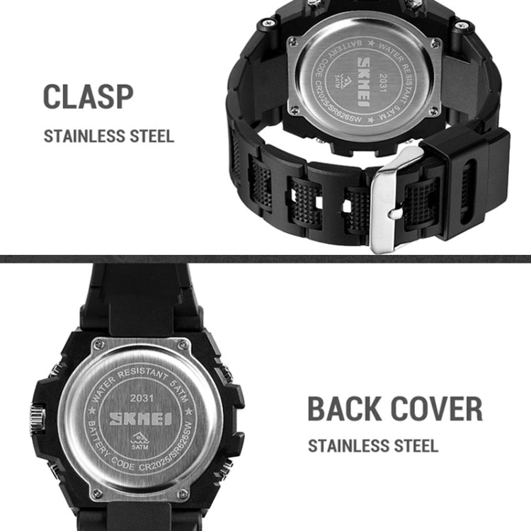 SKMEI 2031 Multifunctional Outdoor Waterproof Chronograph Men Sports Watch(Black) - Silicone Strap Watches by SKMEI | Online Shopping South Africa | PMC Jewellery | Buy Now Pay Later Mobicred