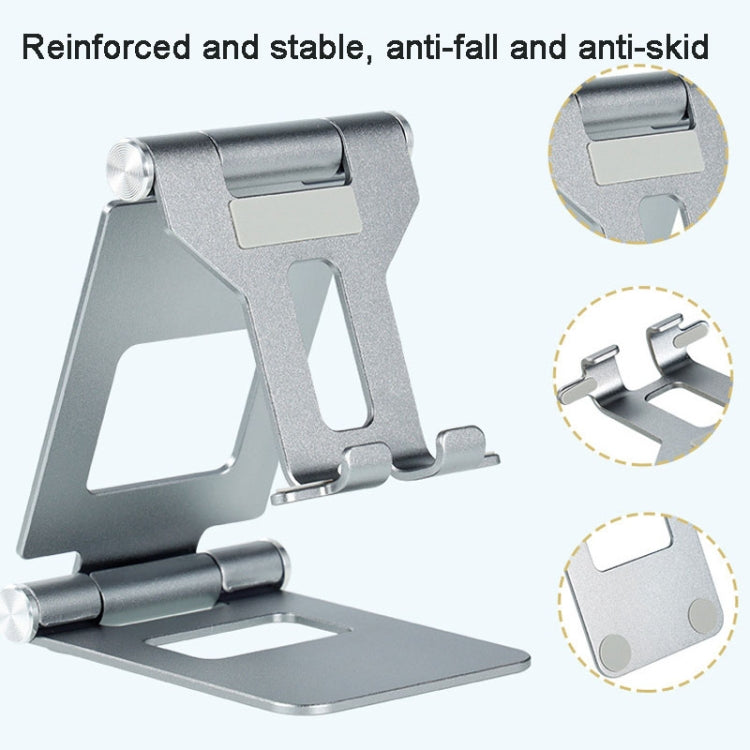 Z10A   Aluminum Alloy Double Folding Mobile Phone Holder Desktop Tablet Lazy Holder(Silver) - Desktop Holder by PMC TechLife | Online Shopping South Africa | PMC TechLife
