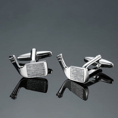 2 pairs Men Shirts Enamel Lacquered Cufflinks, Color: Silver Golf Racket - Cufflinks by PMC Jewellery | Online Shopping South Africa | PMC Jewellery