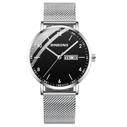 BINBOND B3820 30M Waterproof Ultra-thin Quartz Luminous Starry Watch, Color: White Net-White-Black - Metal Strap Watches by BINBOND | Online Shopping South Africa | PMC Jewellery | Buy Now Pay Later Mobicred