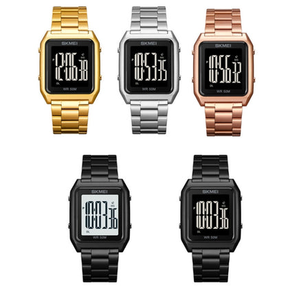 SKMEI 1879 Square Large Screen Men Steel Belt Multi-function EL Luminous Watch, Color: Gold - Metal Strap Watches by SKMEI | Online Shopping South Africa | PMC Jewellery | Buy Now Pay Later Mobicred