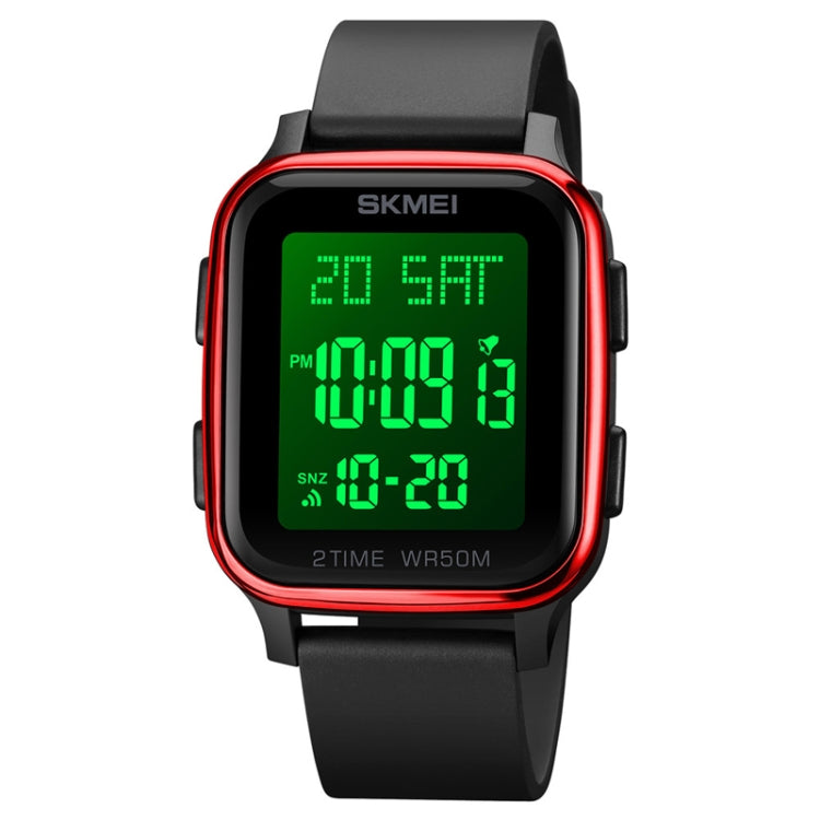 SKMEI 1858 Square Waterproof Digital Dual Display LED Luminous Watch(Red) - LED Digital Watches by SKMEI | Online Shopping South Africa | PMC Jewellery | Buy Now Pay Later Mobicred