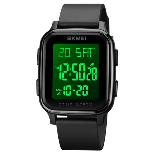 SKMEI 1858 Square Waterproof Digital Dual Display LED Luminous Watch(Black) - LED Digital Watches by SKMEI | Online Shopping South Africa | PMC Jewellery | Buy Now Pay Later Mobicred