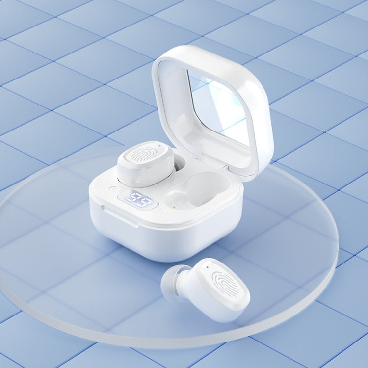 With Charging Bin Stereo Wireless Bluetooth Earphones, Style: BY18 Digital Display White - Bluetooth Earphone by PMC TechLife | Online Shopping South Africa | PMC TechLife
