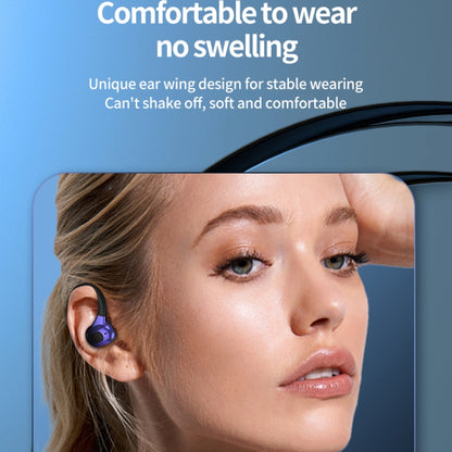 F8 Hanging Ear Stereo Wireless Bluetooth Earphones With Charging Bin(Blue Single Ear) - Bluetooth Earphone by PMC Jewellery | Online Shopping South Africa | PMC Jewellery