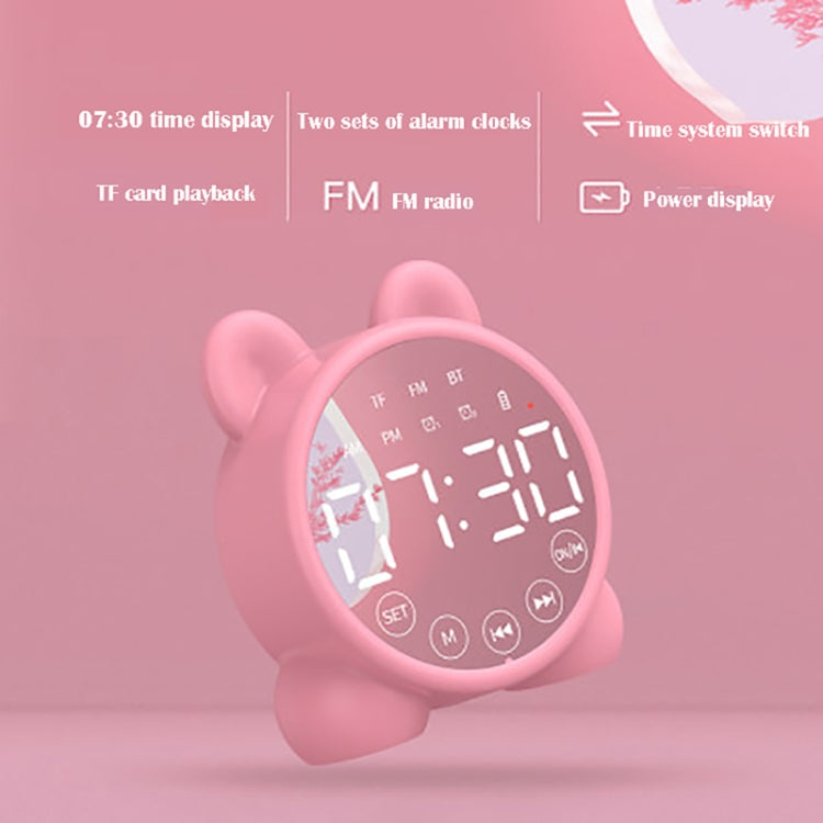 P1 Mini Card Mirror Clock Wireless Bluetooth Speaker with FM Radio(Pink) - Mini Speaker by PMC Jewellery | Online Shopping South Africa | PMC Jewellery