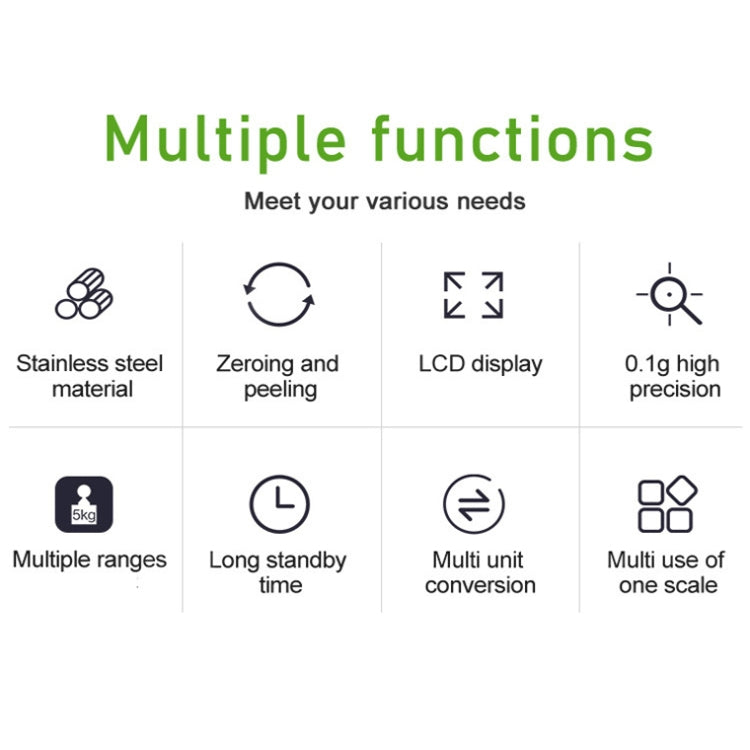 Small Multifunctional Kitchen High Precision Electronic Scale LCD Digital Display Food Scale, Model: 5kg/ 0.1g - Kitchen Scales by PMC Jewellery | Online Shopping South Africa | PMC Jewellery