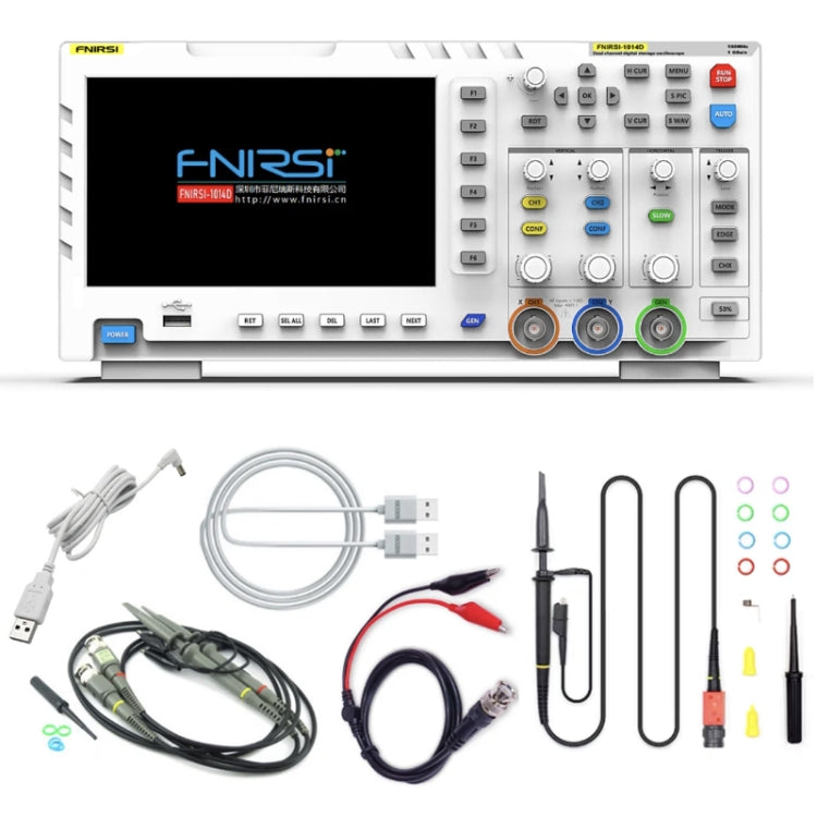 FNIRSI 1014D +P4100 Probe 2 in 1 Dual-channel 100M Bandwidth Digital Oscilloscope 1GS Sampling Signal Generator, US Plug - Digital Multimeter by FNIRSI | Online Shopping South Africa | PMC Jewellery | Buy Now Pay Later Mobicred