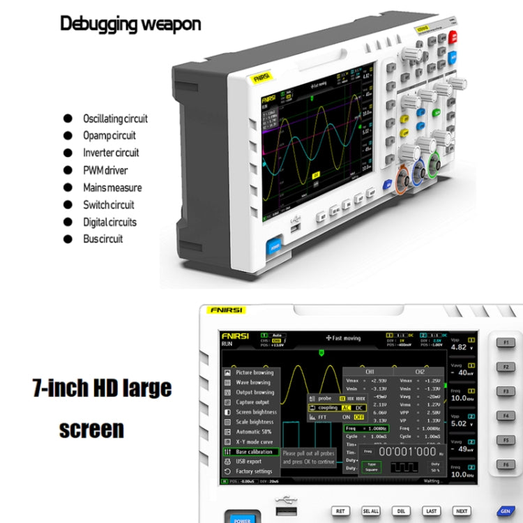 FNIRSI 1014D +P4100 Probe 2 in 1 Dual-channel 100M Bandwidth Digital Oscilloscope 1GS Sampling Signal Generator, US Plug - Digital Multimeter by FNIRSI | Online Shopping South Africa | PMC Jewellery | Buy Now Pay Later Mobicred