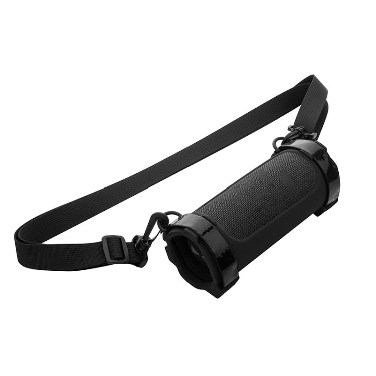 For JBL Flip 6 Speaker Bag Travel Carrying Silicone Case With Shoulder Strap(Black) - Protective Case by PMC TechLife | Online Shopping South Africa | PMC TechLife