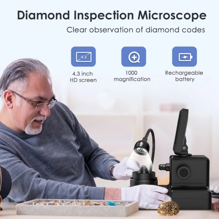 HJ1000 50-1000X 3000mAh Diamond Waist Code Microscope GIA Jewelry Waist Code Instrument - Digital Microscope by PMC Jewellery | Online Shopping South Africa | PMC Jewellery | Buy Now Pay Later Mobicred