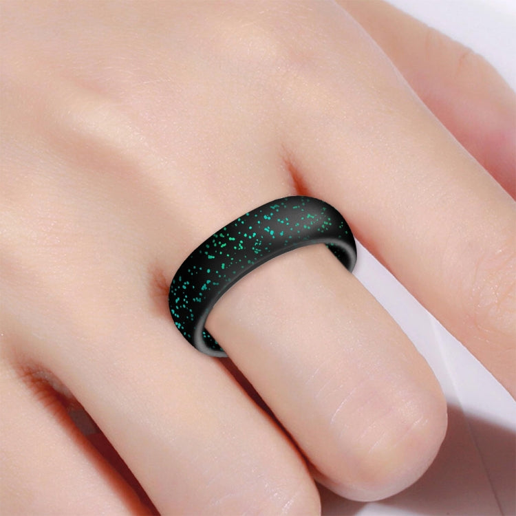 SH100 5.7mm Wide Silicone Ring Glitter Couple Ring No.8(Black and green) - Rings by PMC Jewellery | Online Shopping South Africa | PMC Jewellery