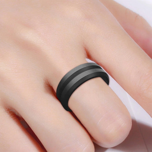 SiR053 V Shaped Grooved Edge Silicone Ring Outdoor Sports Couple Ring No.8(Deep Gray) - Rings by PMC Jewellery | Online Shopping South Africa | PMC Jewellery