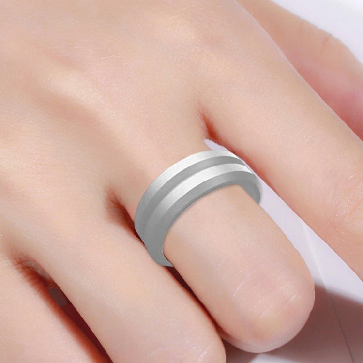 SiR053 V Shaped Grooved Edge Silicone Ring Outdoor Sports Couple Ring No.8(Silver) - Rings by PMC Jewellery | Online Shopping South Africa | PMC Jewellery