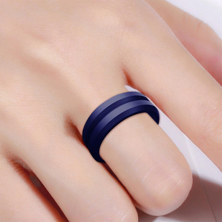 SiR053 V Shaped Grooved Edge Silicone Ring Outdoor Sports Couple Ring No.14(Dark Blue) - Rings by PMC Jewellery | Online Shopping South Africa | PMC Jewellery