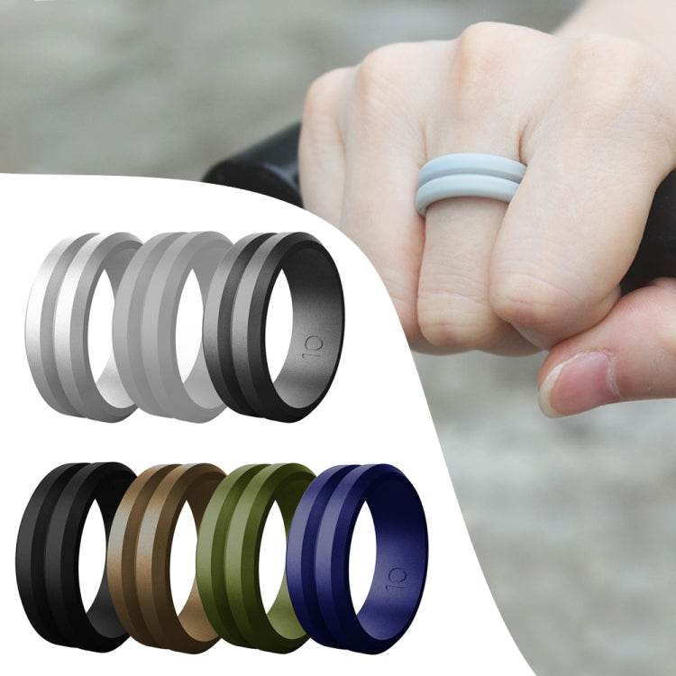 SiR053 V Shaped Grooved Edge Silicone Ring Outdoor Sports Couple Ring No.11(Black) - Rings by PMC Jewellery | Online Shopping South Africa | PMC Jewellery