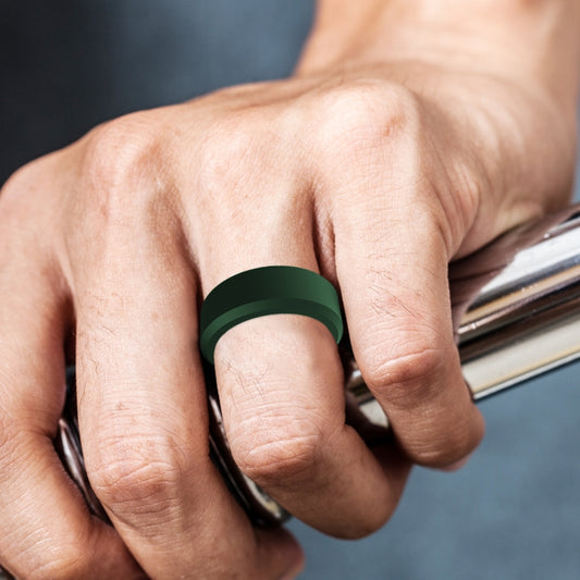 SIR062 8MM Wide Bevel Silicone Ring Sports Ring No.8(Forest Green) - Rings by PMC Jewellery | Online Shopping South Africa | PMC Jewellery