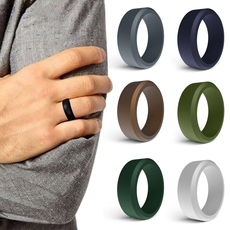 SIR062 8MM Wide Bevel Silicone Ring Sports Ring No.11(Army Green) - Rings by PMC Jewellery | Online Shopping South Africa | PMC Jewellery