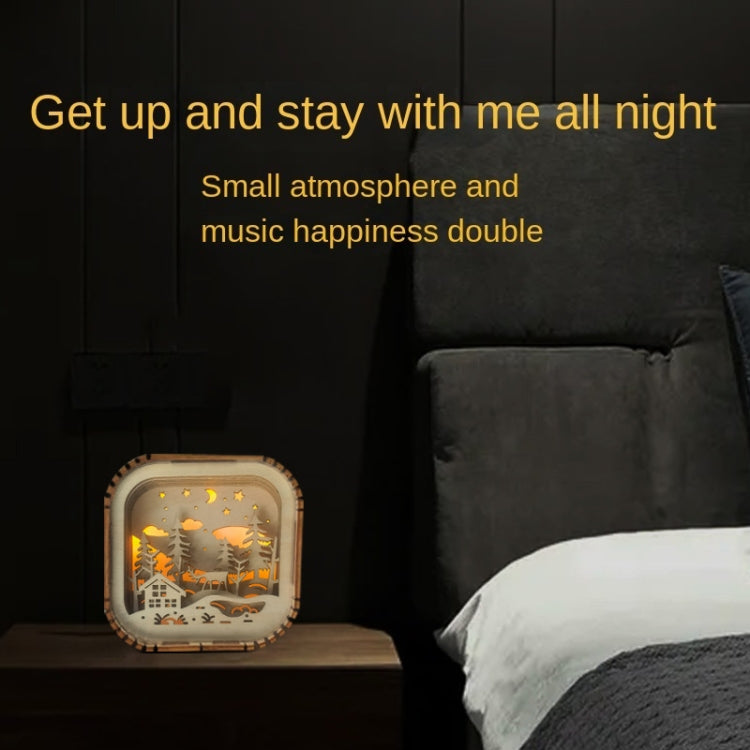BT813X Solid Wood Ambient Light Wireless Bluetooth Speaker Home Night Light Wood Carving Pattern Audio(Wood Color) - Mini Speaker by PMC TechLife | Online Shopping South Africa | PMC TechLife