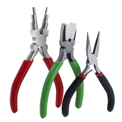 3 In 1 Handmade Jewelry Plier Nylon Accessories DIY Tools Wire Wrap Clamp, Style: Red 6-section + Flat Nip + Sharp Nip - Jewelry Tools by PMC Jewellery | Online Shopping South Africa | PMC Jewellery