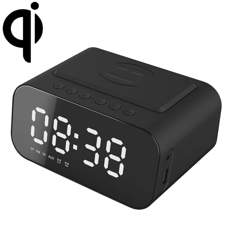 BT510 15W LED Clock Wireless Charging Bluetooth Speaker Multifunctional Smart Mirror Alarm Clock Audio(Iron Black) - Desktop Speaker by PMC Jewellery | Online Shopping South Africa | PMC Jewellery