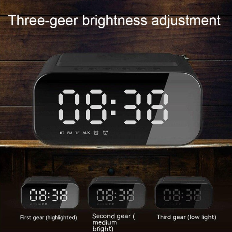 BT510 15W LED Clock Wireless Charging Bluetooth Speaker Multifunctional Smart Mirror Alarm Clock Audio(Iron Black) - Desktop Speaker by PMC Jewellery | Online Shopping South Africa | PMC Jewellery