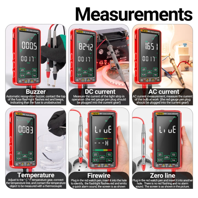 ANENG 683 Smart Touch Screen Automatic Range Rechargeable Multimeter(Black) - Digital Multimeter by ANENG | Online Shopping South Africa | PMC Jewellery | Buy Now Pay Later Mobicred