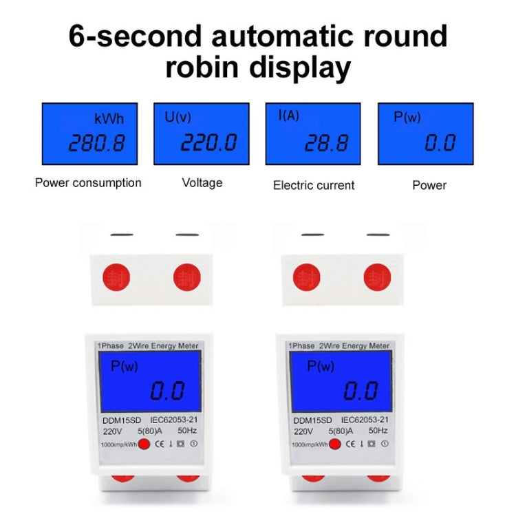DDM15SD 5 (32) A Single-phase Multi-function Rail Meter with Backlight LCD Display - Current & Voltage Tester by PMC TechLife | Online Shopping South Africa | PMC TechLife | Buy Now Pay Later Mobicred
