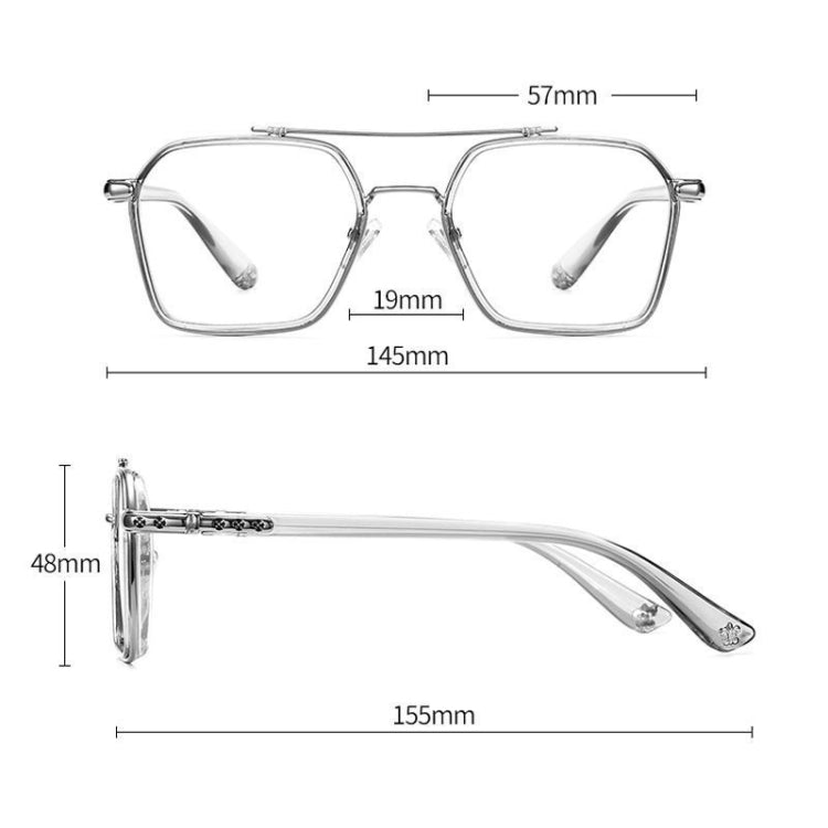 A5 Double Beam Polarized Color Changing Myopic Glasses, Lens: -200 Degrees Change Tea Color(Transparent Silver Frame) - Plain Glass Spectacles by PMC Jewellery | Online Shopping South Africa | PMC Jewellery