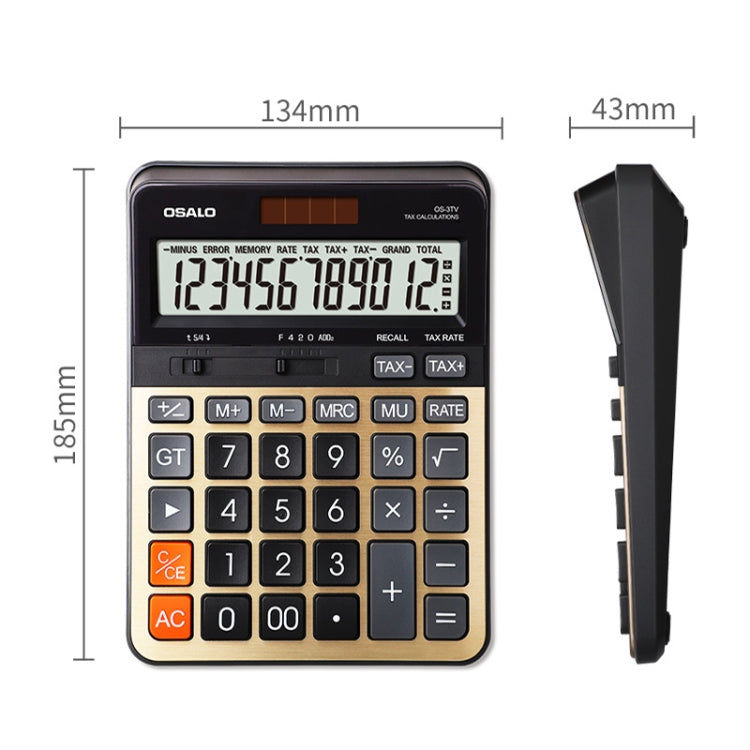 OSALO OS-3TV 12-digit LCD Screen Solar Dual Power Supply Desktop Calculator - Calculator by OSALO | Online Shopping South Africa | PMC Jewellery | Buy Now Pay Later Mobicred