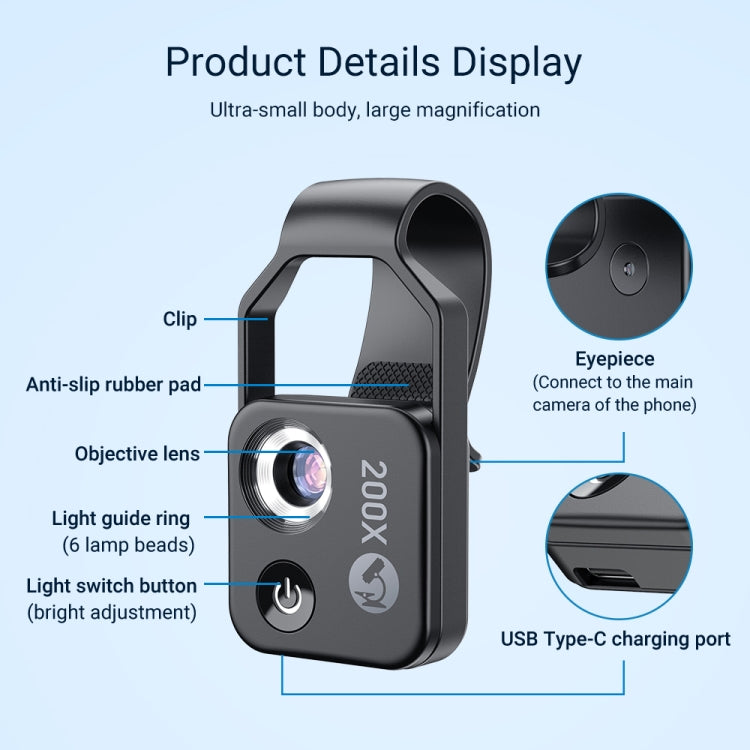 APEXEL APL-MS002CWH 200x High-Definition Children Science Education Microphone Lens With CPL(Black) - free shipping - PMC TechLife - Order now!