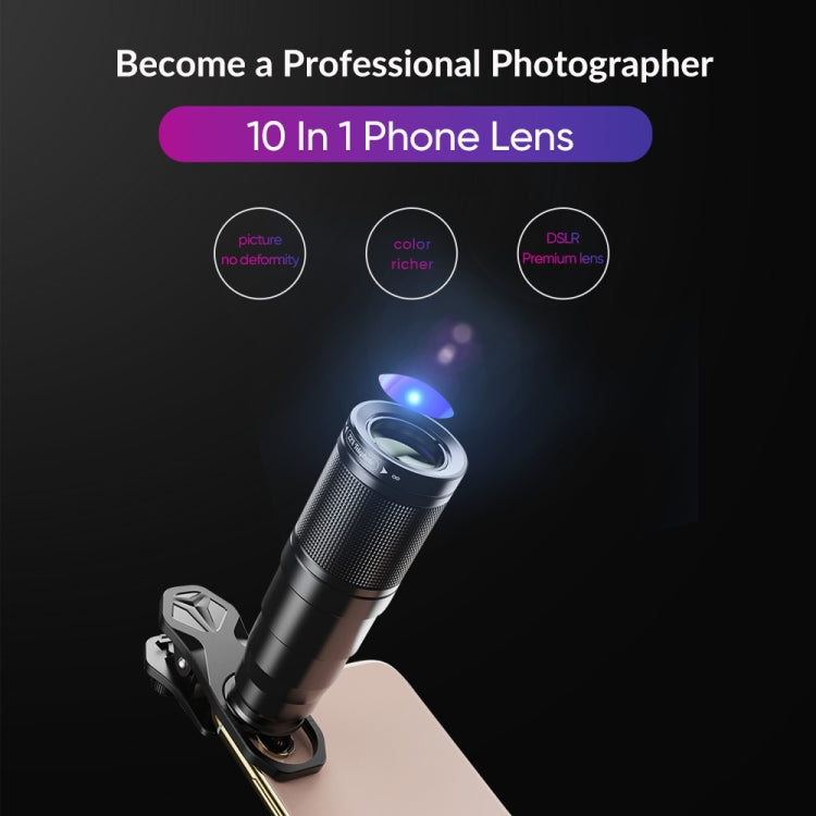 APEXEL APL-22XDG9 22X External Camera Adjustable Focus Mobile Phone Lens(10 in 1) - free shipping - PMC TechLife - Order now!