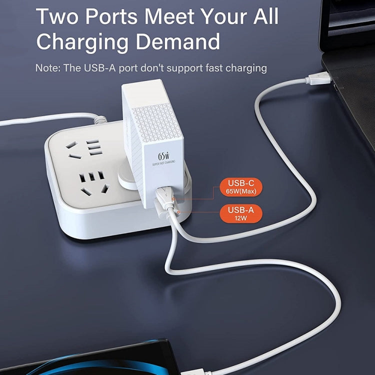 LDNIO A2620C 65W USB+Type-C/USB-C Port Dual Port Universal Phone Tablet Travel Charger(US Plug+Type-C to 8 Pin) - USB Charger by LDNIO | Online Shopping South Africa | PMC Jewellery | Buy Now Pay Later Mobicred