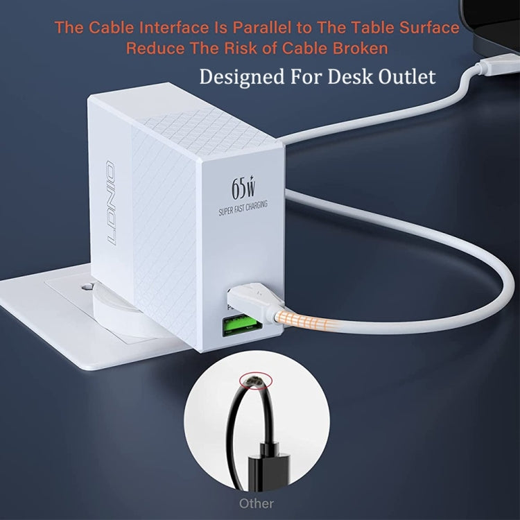 LDNIO A2620C 65W USB+Type-C/USB-C Port Dual Port Universal Phone Tablet Travel Charger(US Plug+Type-C to 8 Pin) - USB Charger by LDNIO | Online Shopping South Africa | PMC Jewellery | Buy Now Pay Later Mobicred