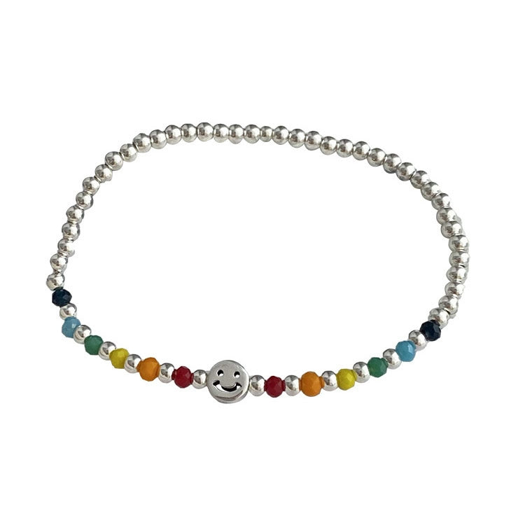 925 Silver Plated Rainbow Smile Beaded Bracelet Ladies Jewelry, Color: Bead Model - Bracelets by PMC Jewellery | Online Shopping South Africa | PMC Jewellery