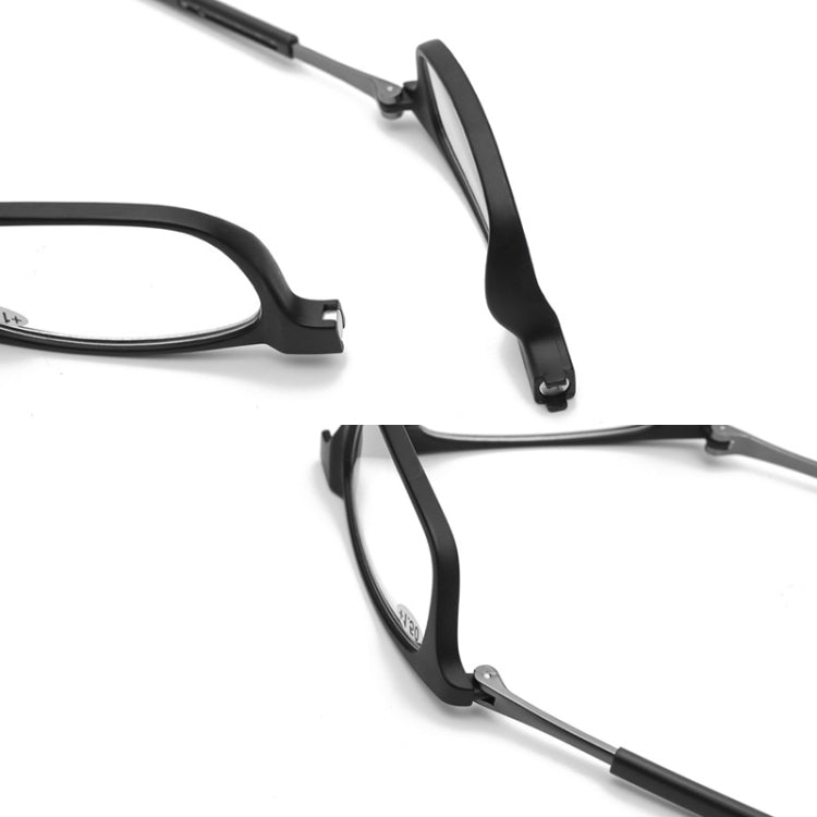 Portable Magnetic Hanging Neck Retractable Reading Glasses +100(Black Frame Gray Legs) - Presbyopic Glasses by PMC Jewellery | Online Shopping South Africa | PMC Jewellery