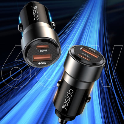 Yesido Y55 With Double Type-C/USB-C Port Line Car Charger QC3.0+PD30W Type-C/USB-C+USB Dual Port Quick Charge(Black) - Car Charger by Yesido | Online Shopping South Africa | PMC Jewellery