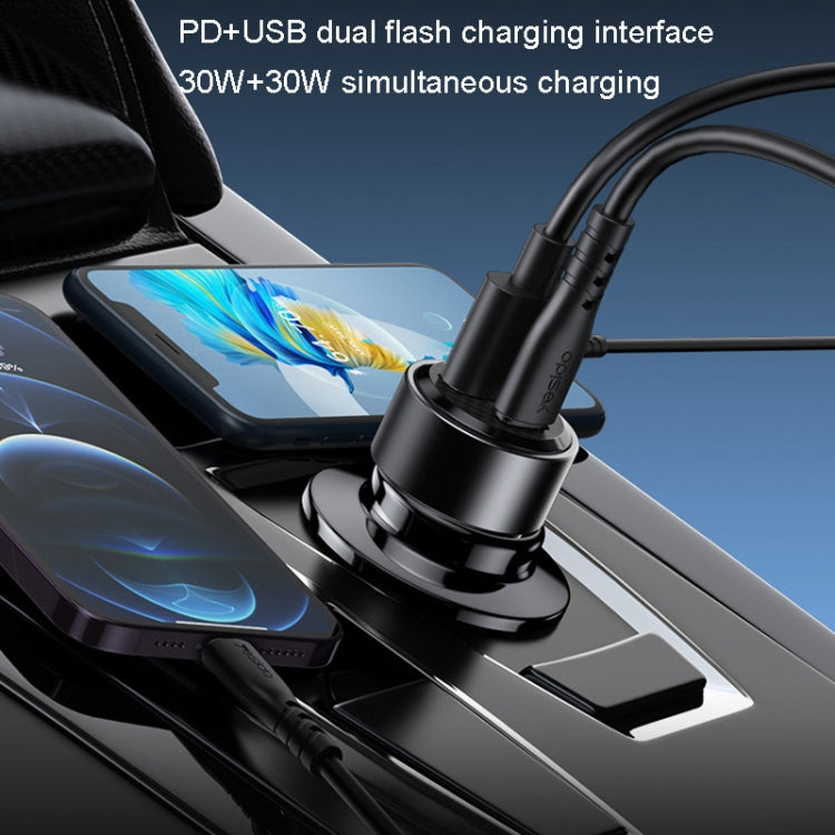 Yesido Y55 With Double Type-C/USB-C Port Line Car Charger QC3.0+PD30W Type-C/USB-C+USB Dual Port Quick Charge(Black) - Car Charger by Yesido | Online Shopping South Africa | PMC Jewellery