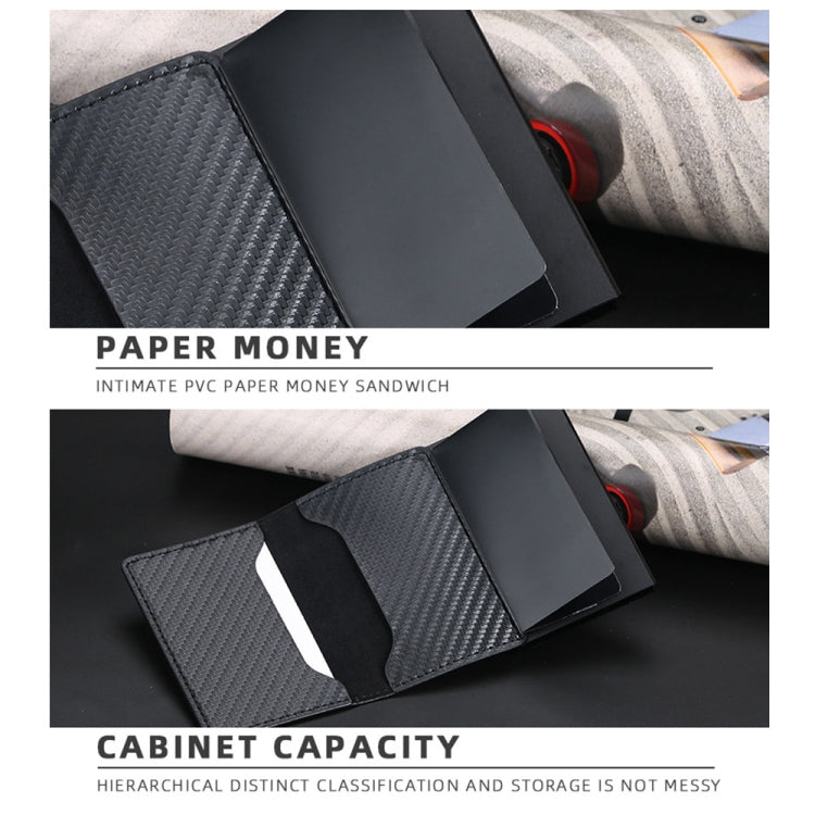 Baellerry RFID Anti-theft Plaid Leather Wallet Metal Aluminum Box Automatic Eject Type Card Holder(Black) - Antimagnetic RFID Package by Baellerry | Online Shopping South Africa | PMC Jewellery | Buy Now Pay Later Mobicred