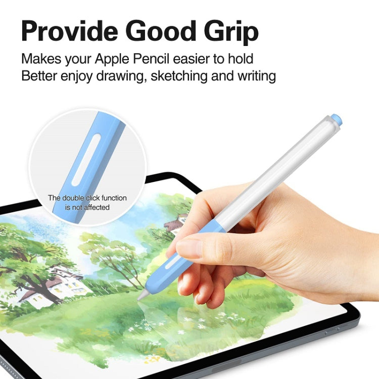 For Apple Pencil 2 Non-Slip Anti-Fall Translucent Segmented Pen Case(Crescent White) - Pencil Accessories by PMC Jewellery | Online Shopping South Africa | PMC Jewellery