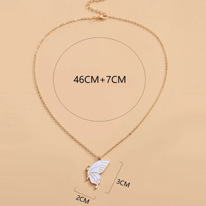 Sisters Mother and Daughter Alloy Drip Oil Butterfly Necklace Clavicle Chain(Gold) - Necklaces & Pendants by PMC Jewellery | Online Shopping South Africa | PMC Jewellery