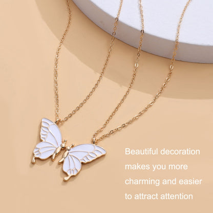 Sisters Mother and Daughter Alloy Drip Oil Butterfly Necklace Clavicle Chain(Gold) - Necklaces & Pendants by PMC Jewellery | Online Shopping South Africa | PMC Jewellery