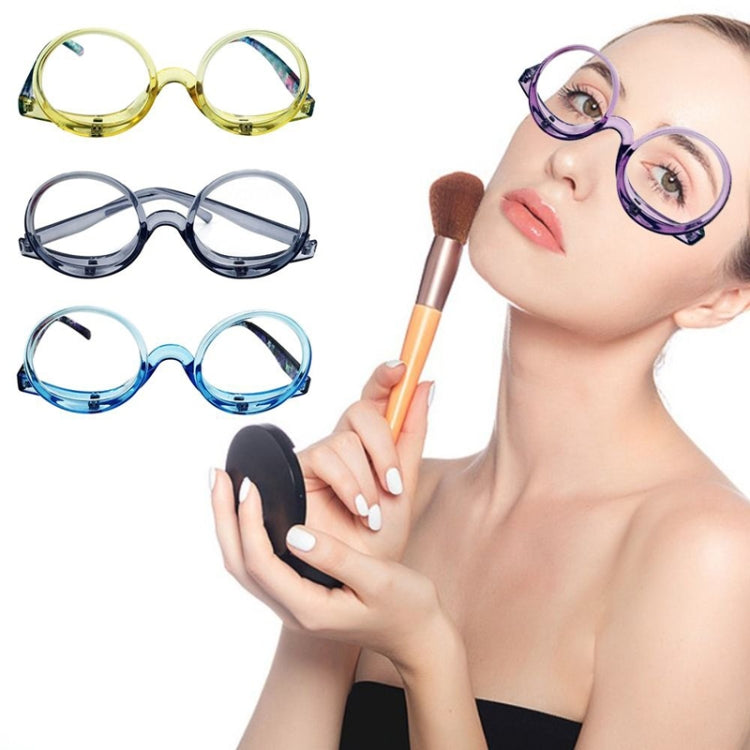 Makeup Magnifying Glass Presbyopic Glasses Flip Swivel Reading Glasses, Degree: +400(Blue Frame) - Presbyopic Glasses by PMC Jewellery | Online Shopping South Africa | PMC Jewellery