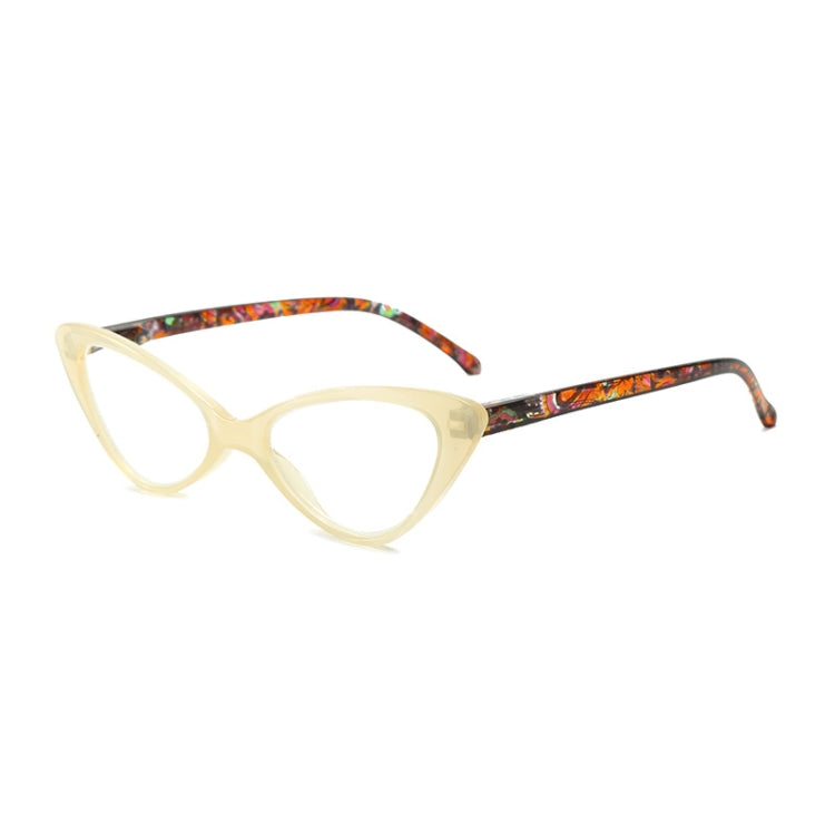 Street Stall Triangular Cat Eye Presbyopic Glasses, Degree: +100(Light Yellow) - Presbyopic Glasses by PMC Jewellery | Online Shopping South Africa | PMC Jewellery