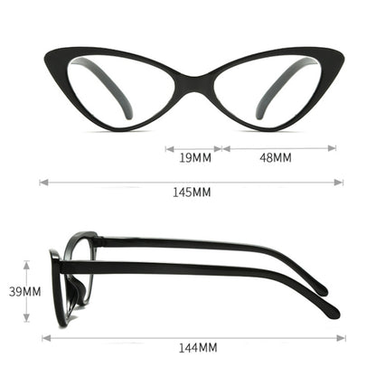 Street Stall Triangular Cat Eye Presbyopic Glasses, Degree: +250(Black) - Presbyopic Glasses by PMC Jewellery | Online Shopping South Africa | PMC Jewellery