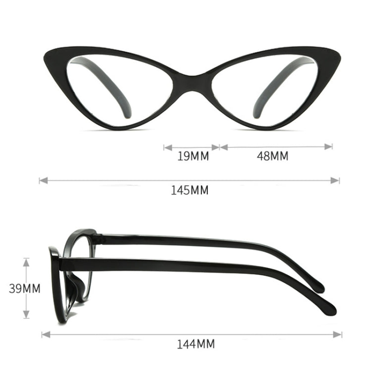 Street Stall Triangular Cat Eye Presbyopic Glasses, Degree: +400(Light Yellow) - Presbyopic Glasses by PMC Jewellery | Online Shopping South Africa | PMC Jewellery