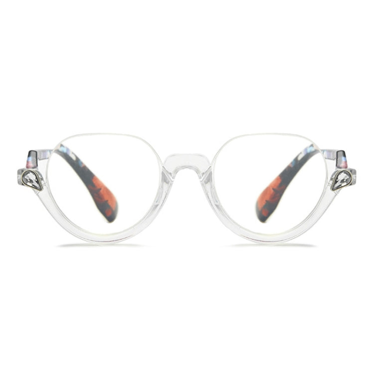 Diamond Studded Cat Eye Presbyopic Glasses Half-frame Fish-filament Glasses Unisex, Degree: +100(Transparent Flower Feet) - Presbyopic Glasses by PMC Jewellery | Online Shopping South Africa | PMC Jewellery