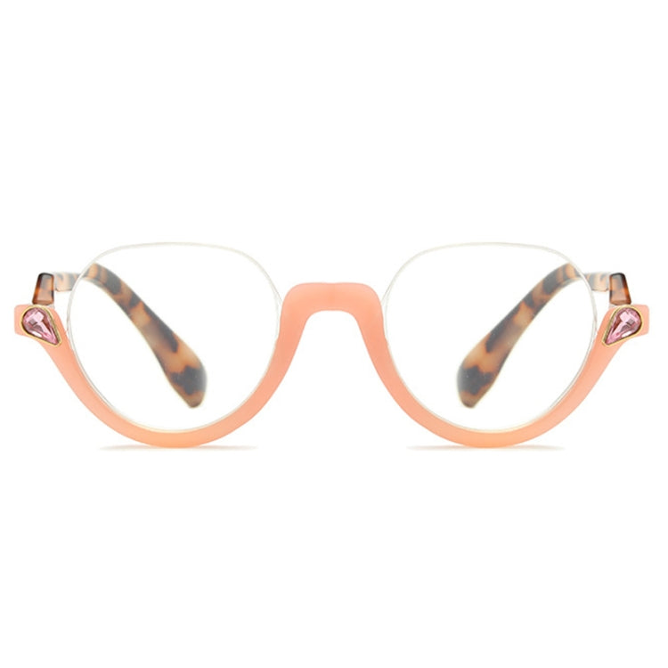 Diamond Studded Cat Eye Presbyopic Glasses Half-frame Fish-filament Glasses Unisex, Degree: +250(Light Pink) - Presbyopic Glasses by PMC Jewellery | Online Shopping South Africa | PMC Jewellery